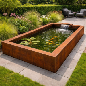 Cortenstaal vijver rechthoekig