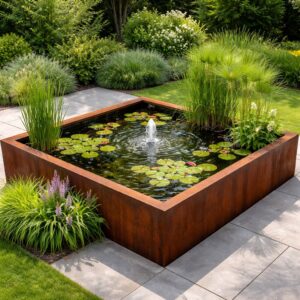 Cortenstaal vijver vierkant