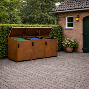 Cortenstaal container opslagkast voor 180 en 240Ltr. Klikos